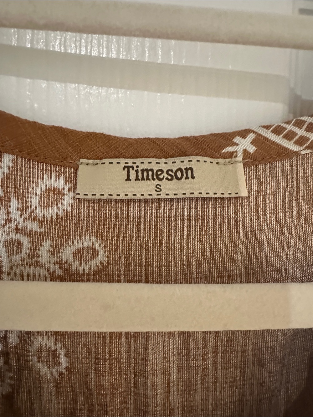 Embroidered Rust Flutter-Sleeve Tunic Top - - Picture 2 of 3